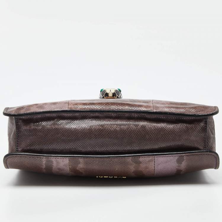 Pre Owned Bvlgari Purple Karung Serpenti Forever Flap Shoulder Bag