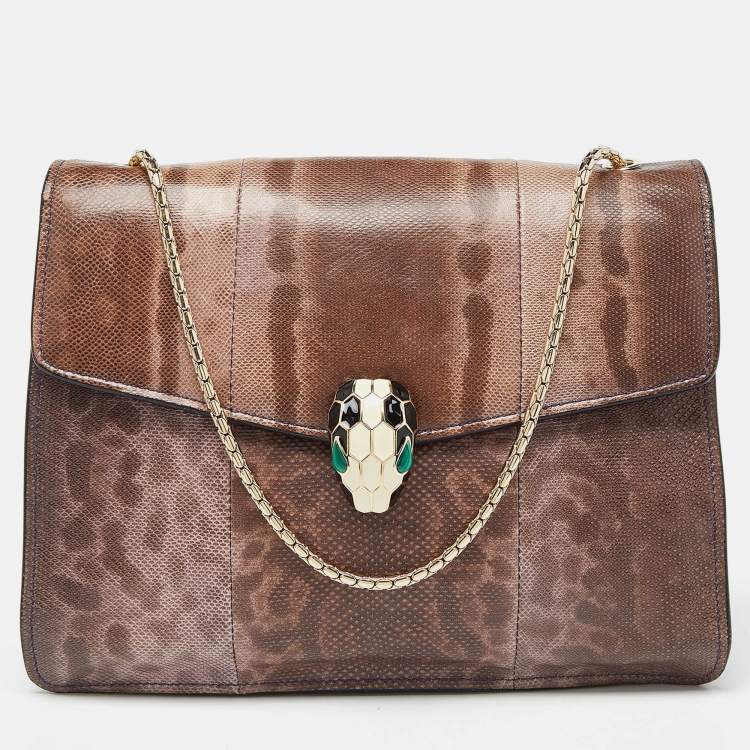 Pre Owned Bvlgari Purple Karung Serpenti Forever Flap Shoulder Bag