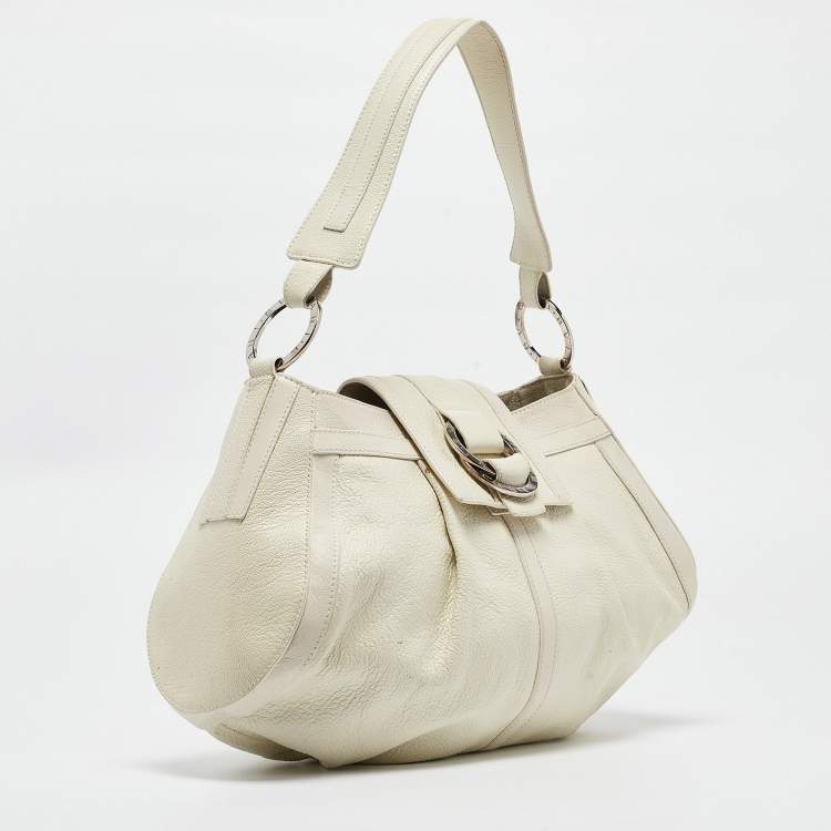 Pre Owned Bvlgari Off White Leather Chandra Shoulder Bag