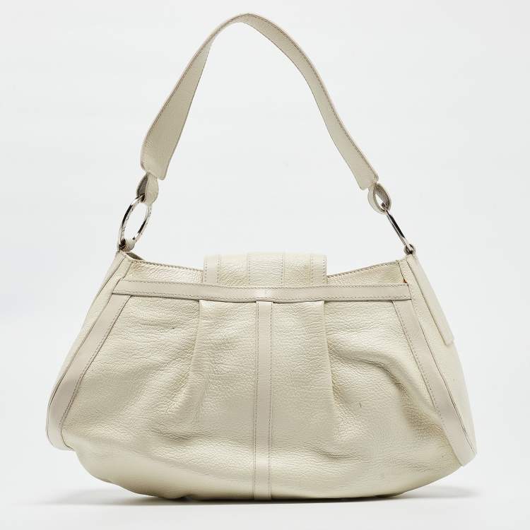 Pre Owned Bvlgari Off White Leather Chandra Shoulder Bag
