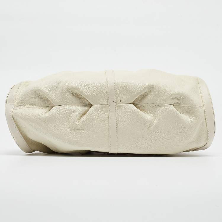 Pre Owned Bvlgari Off White Leather Chandra Shoulder Bag
