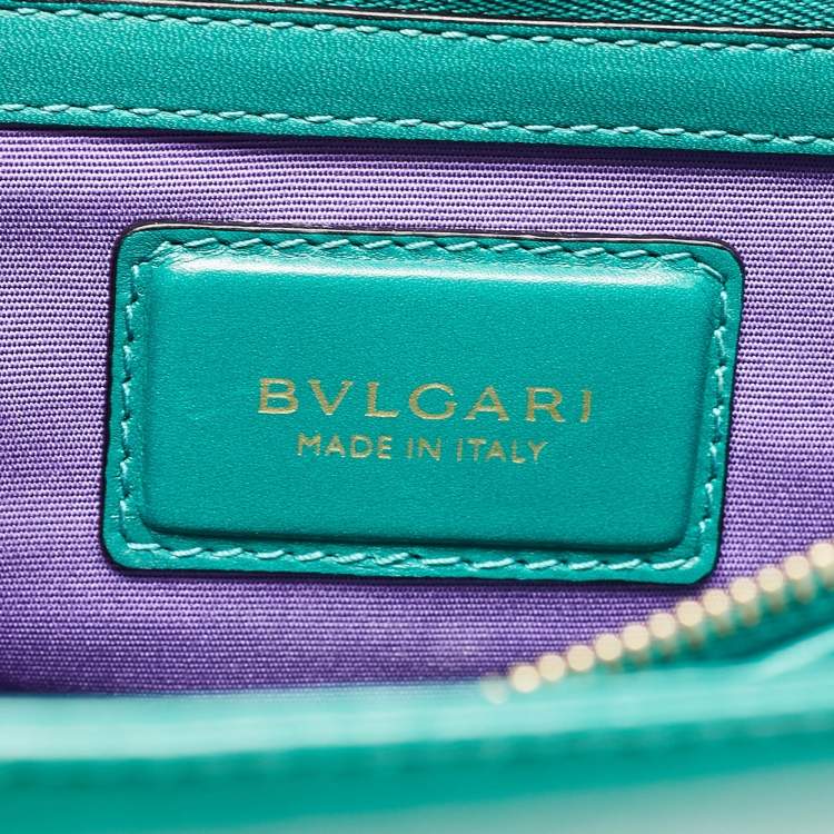 Pre Owned Bvlgari Green Leather Medium Serpenti Forever Flap Shoulder Bag