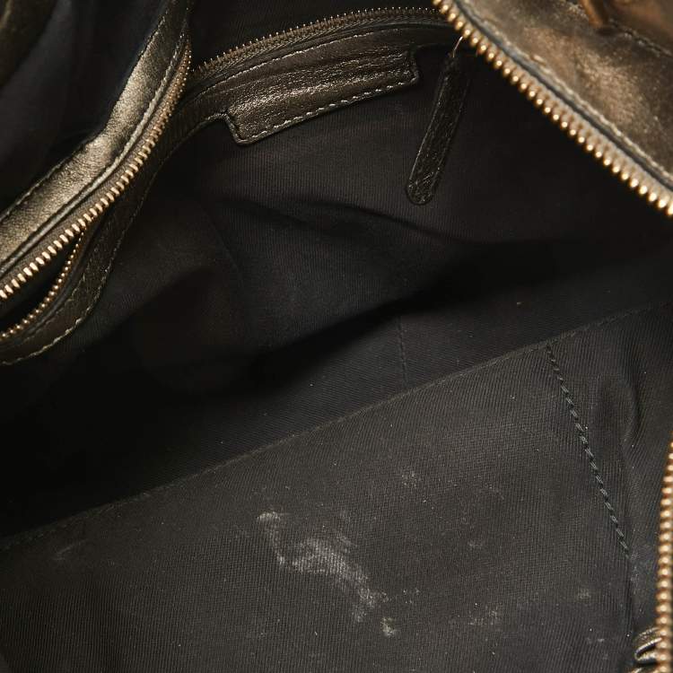 Pre Owned Bvlgari Metallic Leather Monte Plisse Shopper Tote