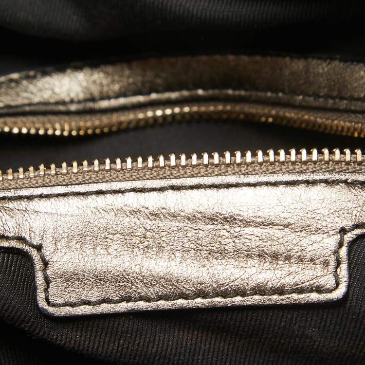 Pre Owned Bvlgari Metallic Leather Monte Plisse Shopper Tote