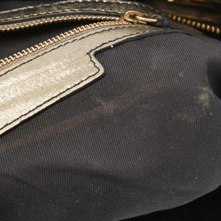 Pre Owned Bvlgari Metallic Leather Monte Plisse Shopper Tote