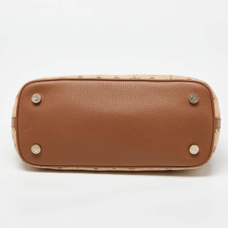 Pre Owned Bvlgari Tri Color Leather Isabella Rossellini Top Handle Bag