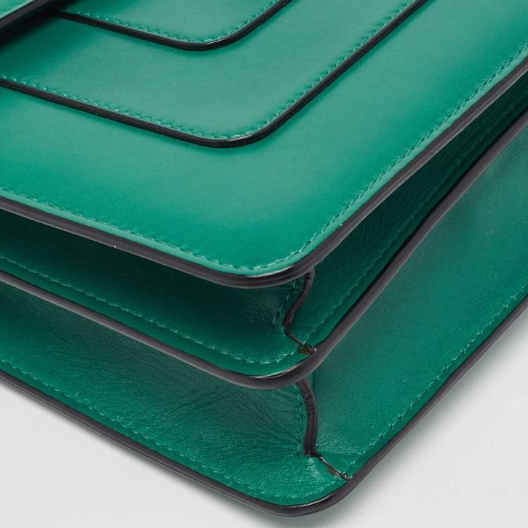 Pre Owned Bvlgari Green Leather Medium Serpenti Forever Shoulder Bag