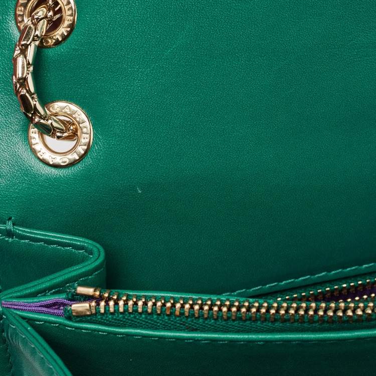 Pre Owned Bvlgari Green Leather Medium Serpenti Forever Shoulder Bag