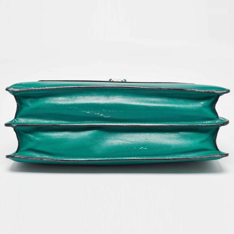 Pre Owned Bvlgari Green Leather Medium Serpenti Forever Flap Shoulder Bag