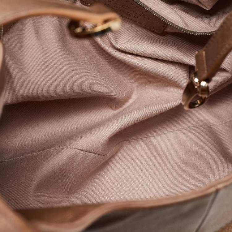 Pre Owned Bvlgari Beige Metallic Leather Chandra Satchel