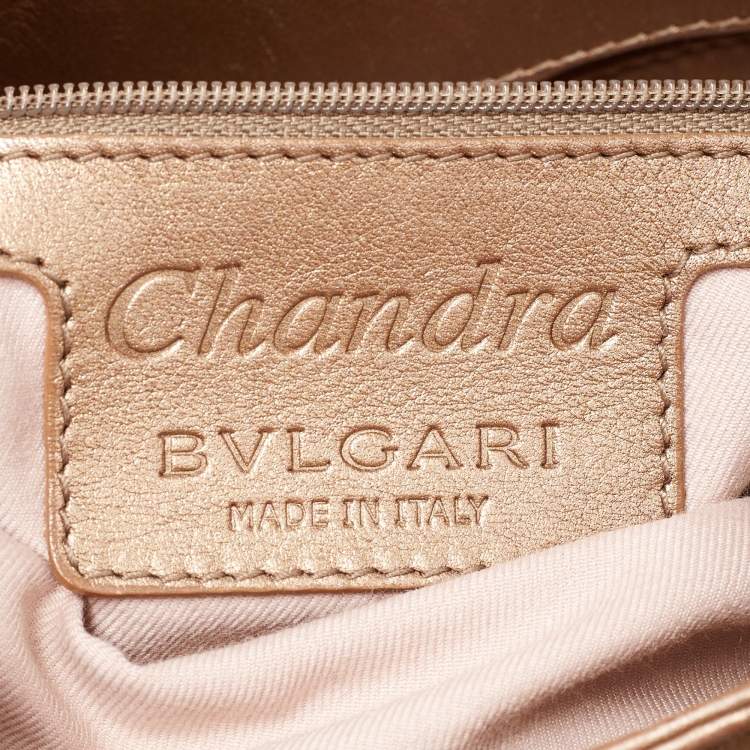 Pre Owned Bvlgari Beige Metallic Leather Chandra Satchel