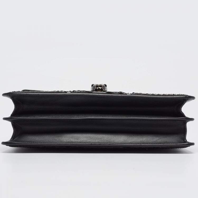 Pre Owned Bvlgari Black Python and Leather Medium Serpenti Diamond Blast Shoulder Bag