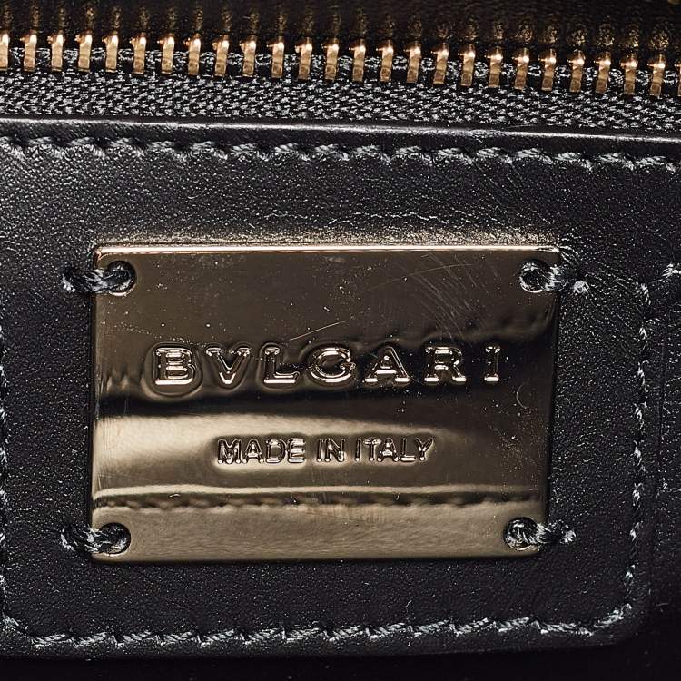 Pre Owned Bvlgari Black Python and Leather Medium Serpenti Diamond Blast Shoulder Bag