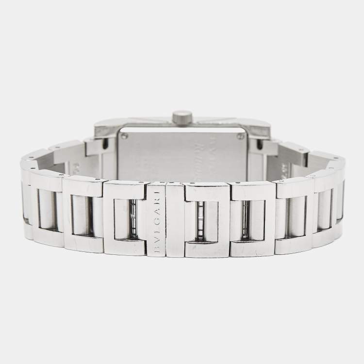 Pre Owned Bvlgari Black Stainless Steel Rettangolo RT39S Women's Wristwatch 21 mm 