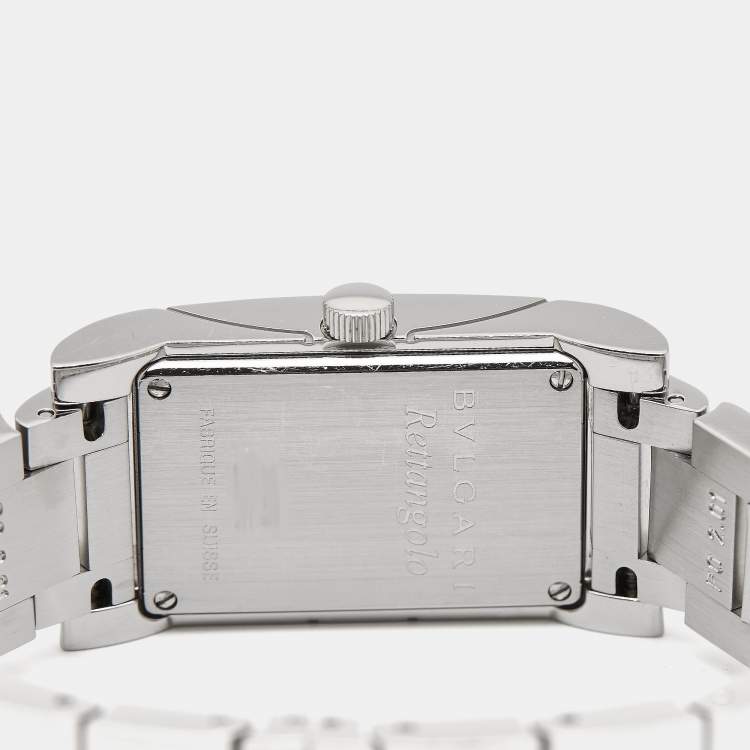 Pre Owned Bvlgari Black Stainless Steel Rettangolo RT39S Women's Wristwatch 21 mm 