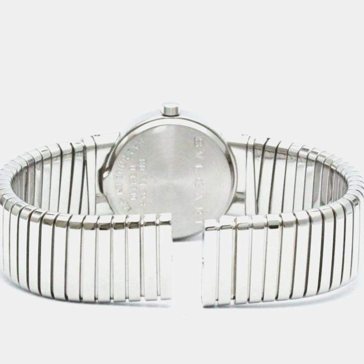 Pre Owned Bvlgari Black Stainless Steel Tubogas Quartz Women's Wristwatch 23 mm
