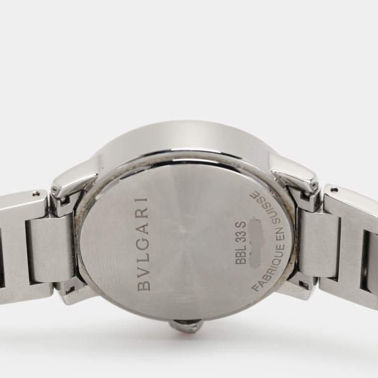 Pre Owned Bvlgari Silver Diamond Stainless Steel Bvlgari Bvlgari BBL33S Women's Wristwatch 33 mm