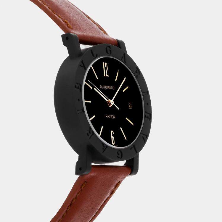Pre Owned Bvlgari Black Carbon Bvlgari Bvlgari BB33VLD Automatic Women's Wristwatch 33 mm