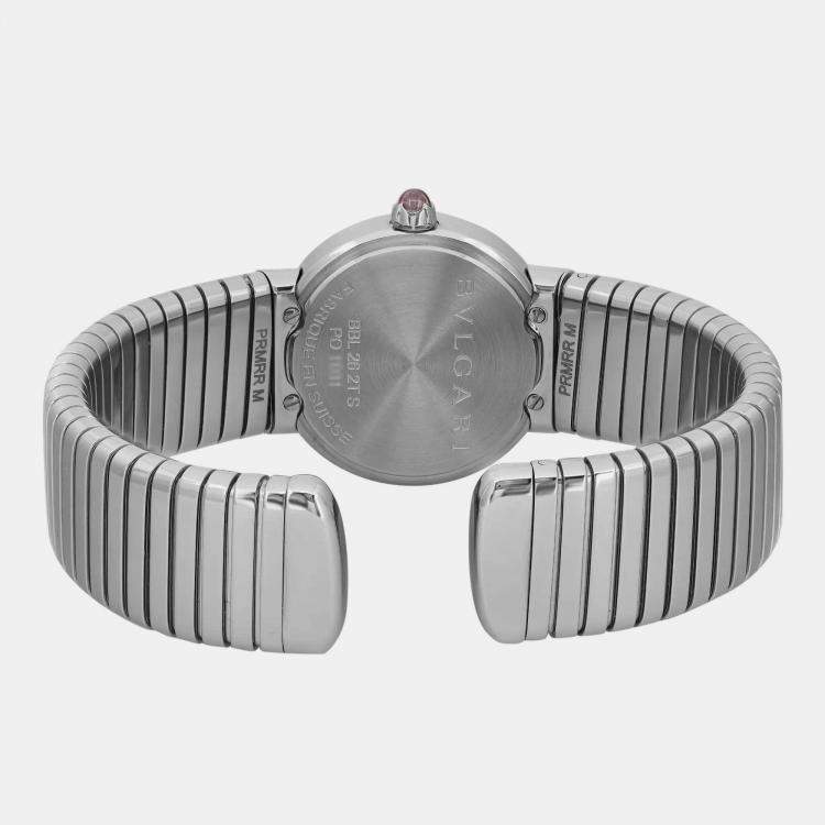 Pre Owned Bvlgari Black Diamond Stainless Steel Bvlgari-Bvlgari 102145 Quartz Women's Wristwatch 26 mm