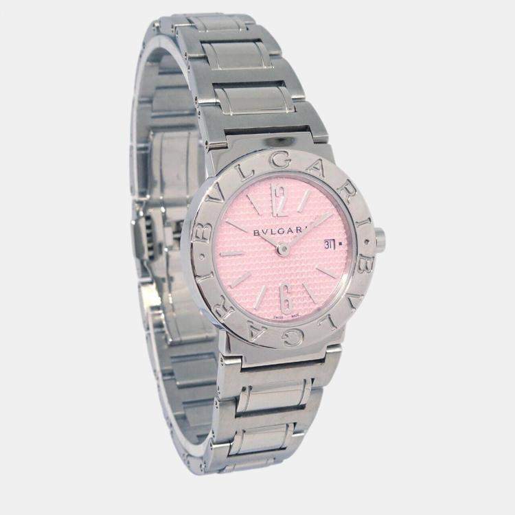 Pre Owned Bvlgari Pink Stainless Steel Bvlgari Bvlgari BB26C2SSD Quartz Women's Wristwatch 25 mm