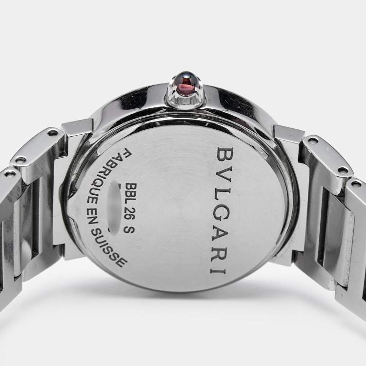 Pre Owned Bvlgari Purple Diamond Stainless Steel Bvlgari Bvlgari 102606 Women's Wristwatch 26 mm 