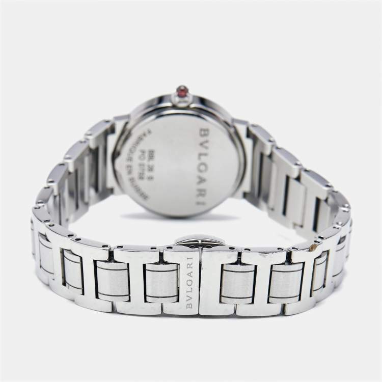 Pre Owned Bvlgari Purple Diamond Stainless Steel Bvlgari Bvlgari 102606 Women's Wristwatch 26 mm 