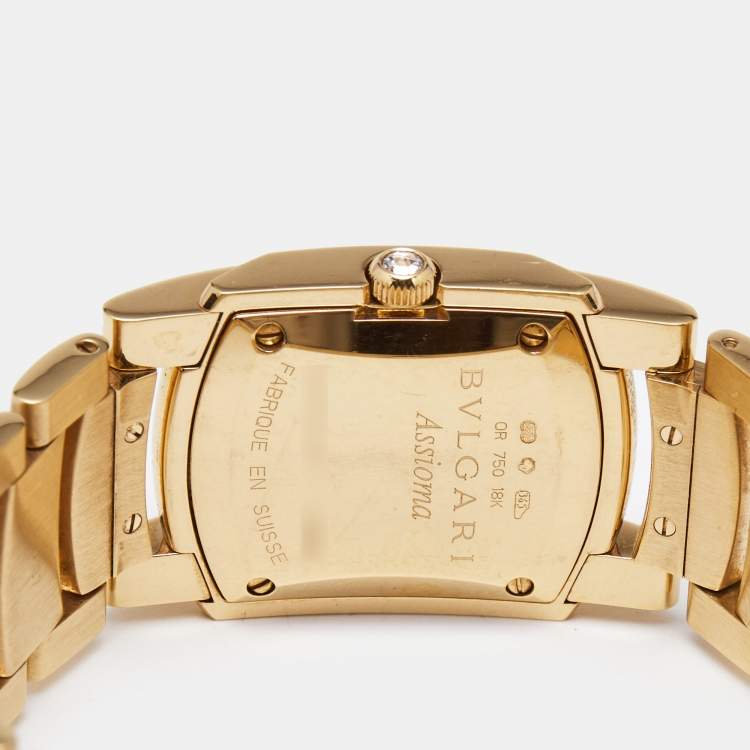 Pre Owned Bvlgari Black Diamond 18k Rose Gold Assioma AAP31BGD1G Women's Wristwatch 31 mm 