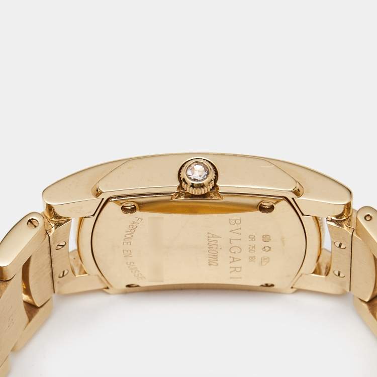 Pre Owned Bvlgari Black Diamond 18k Rose Gold Assioma AAP31BGD1G Women's Wristwatch 31 mm 