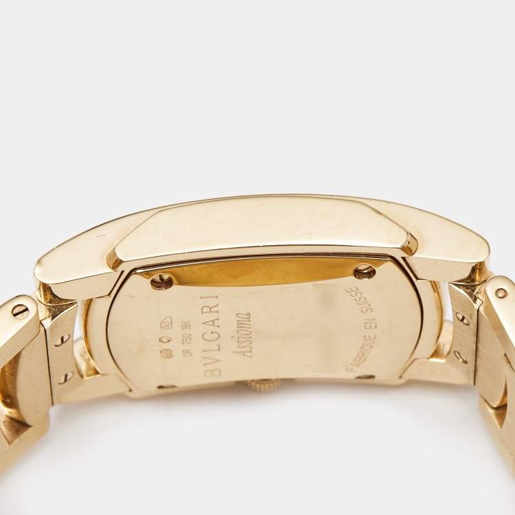 Pre Owned Bvlgari Black Diamond 18k Rose Gold Assioma AAP31BGD1G Women's Wristwatch 31 mm 