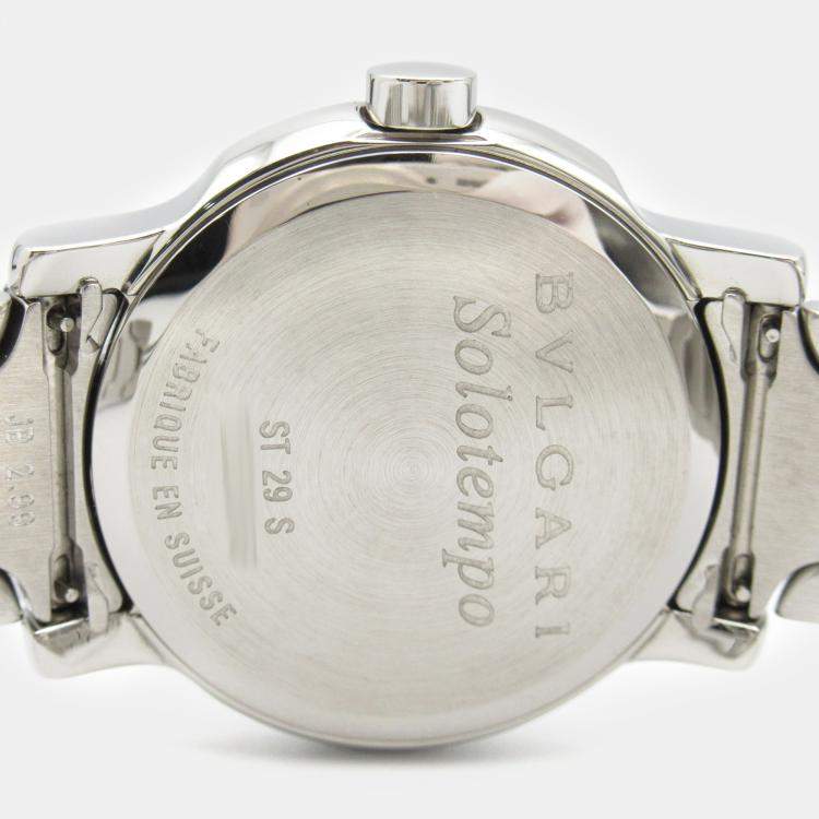 Pre Owned Bvlgari White Stainless Steel Solotempo ST29S Quartz Women's Wristwatch 29 mm