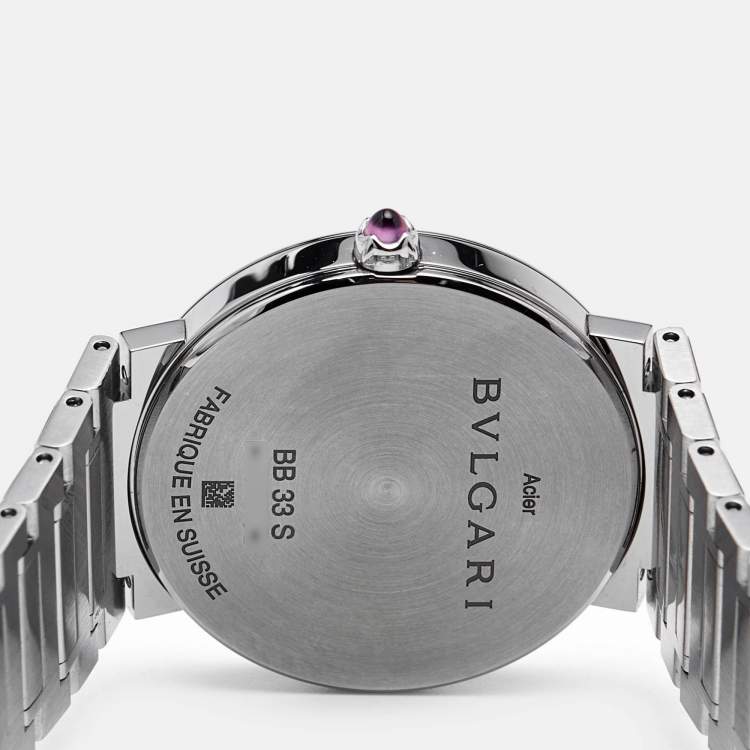 Pre Owned Bvlgari Silver Dial Diamond Stainless Steel Bvlgari Bvlgari 103696  Women's Wristwatch 33 mm