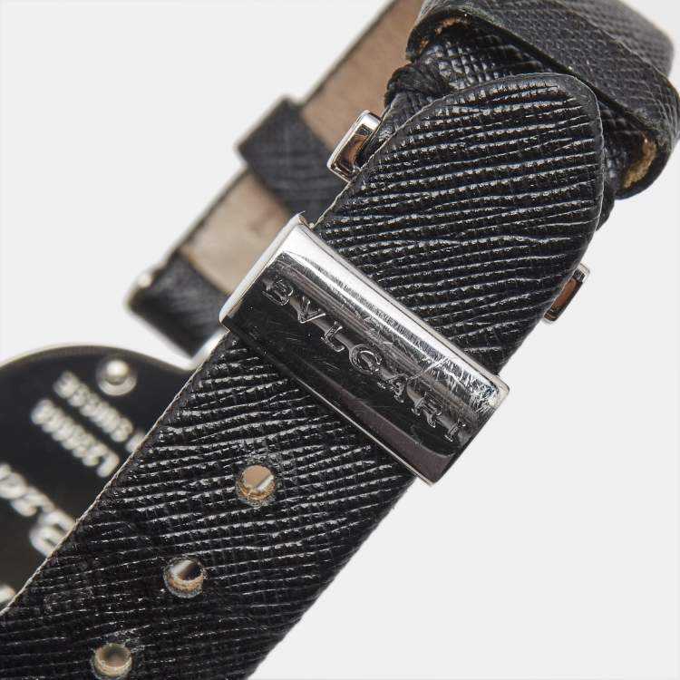 Pre Owned Bvlgari Black Dial Stainless Steel Leather B.Zero1 BZ 22 S Women's Wristwatch 22 mm