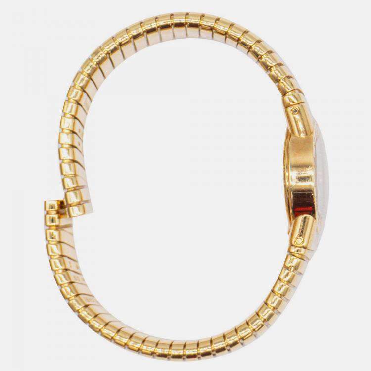 Pre Owned Bvlgari Vintage Expandable Tubogas BB19 2T Diamonds 18K YG Quartz Women's Wrist watch 19 mm