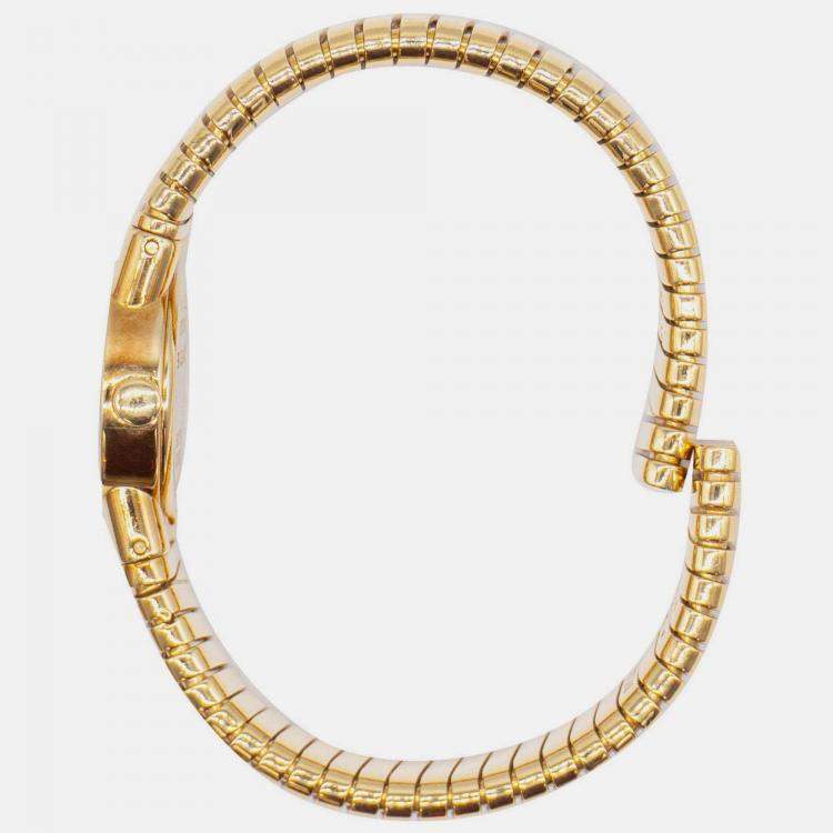 Pre Owned Bvlgari Vintage Expandable Tubogas BB19 2T Diamonds 18K YG Quartz Women's Wrist watch 19 mm