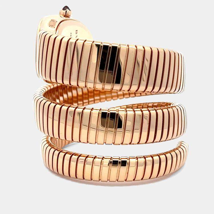 Pre Owned Bvlgari Serpenti Tubogas 101814 Quartz 18K Rose Gold Women’s Wristwatch 35 mm