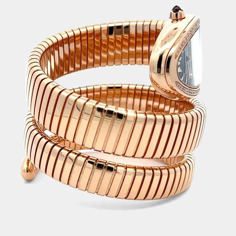 Pre Owned Bvlgari Serpenti Tubogas 101814 Quartz 18K Rose Gold Women’s Wristwatch 35 mm