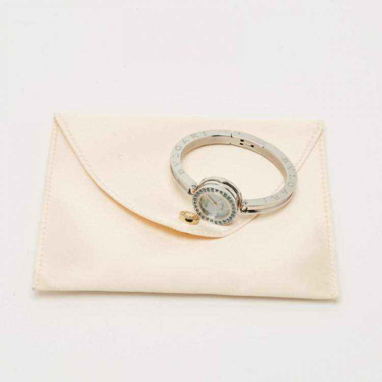 Pre Owned Bvlgari B.Zero1 BZ22S Blue Mother of Pearl Topaz Stainless Steel Women's Wristwatch 22 mm