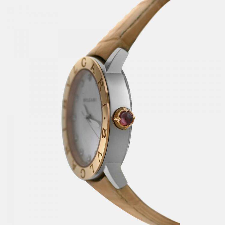 Pre Owned Bvlgari BBLP33SG Automatic Diamond MOP 18K Rose Gold Women’s Wristwatch 33 mm