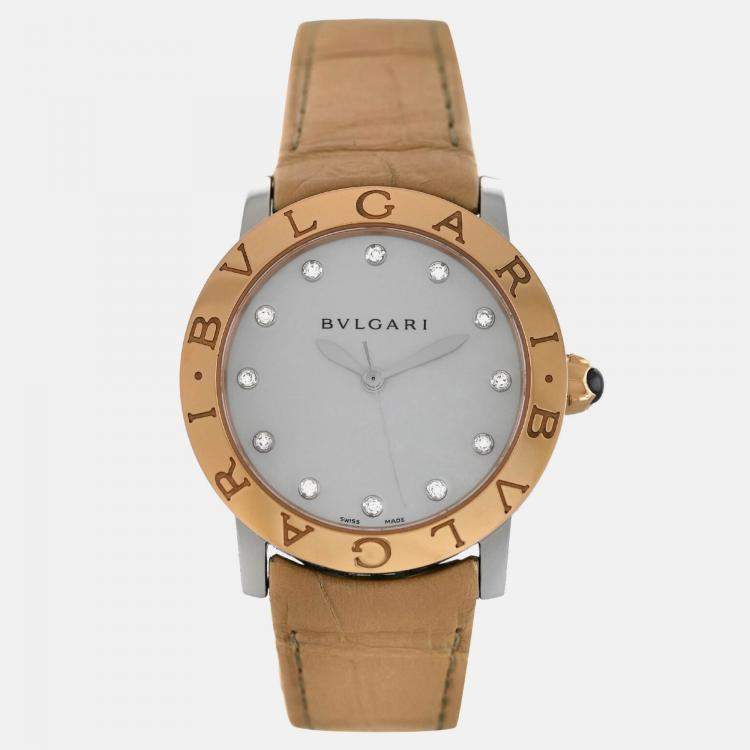 Pre Owned Bvlgari BBLP33SG Automatic Diamond MOP 18K Rose Gold Women’s Wristwatch 33 mm