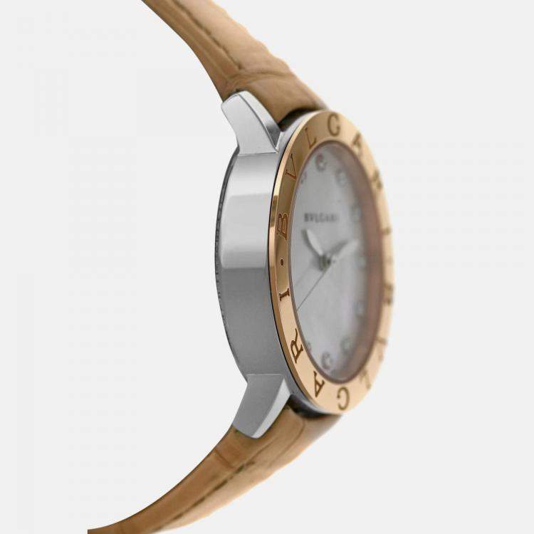 Pre Owned Bvlgari BBLP33SG Automatic Diamond MOP 18K Rose Gold Women’s Wristwatch 33 mm