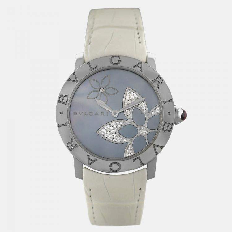 Pre Owned Bvlgari BBLP37S Automatic Diamond Blue MOP 18K Rose Gold Women’s Wristwatch 37 mm