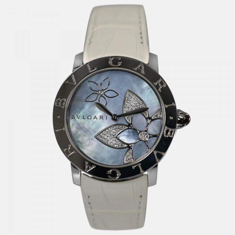 Pre Owned Bvlgari BBLP37S Automatic Diamond Blue MOP 18K Rose Gold Women’s Wristwatch 37 mm
