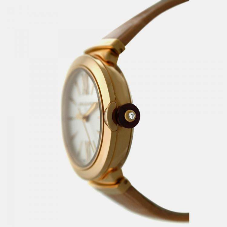 Pre Owned Bvlgari Lvcea LUP33G Automatic Silver 18K Rose Gold Women’s Wristwatch 33 mm