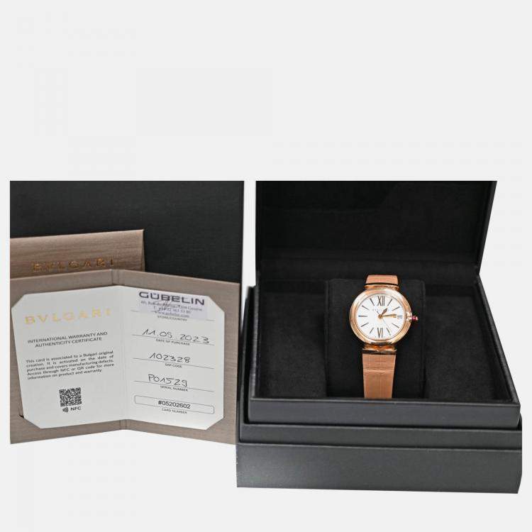 Pre Owned Bvlgari Lvcea LUP33G Automatic Silver 18K Rose Gold Women’s Wristwatch 33 mm