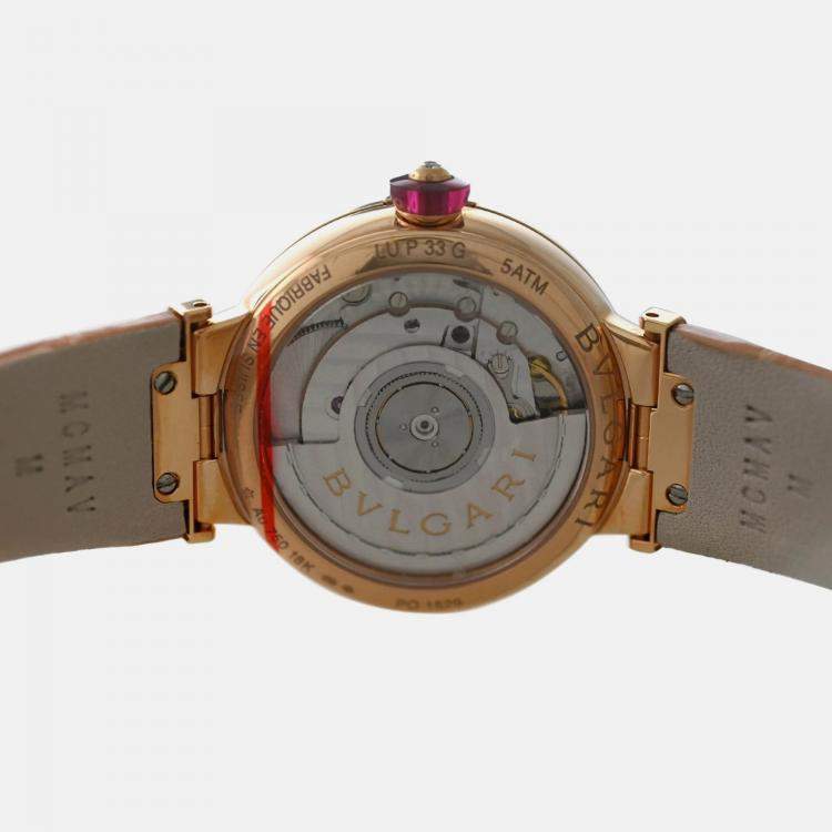 Pre Owned Bvlgari Lvcea LUP33G Automatic Silver 18K Rose Gold Women’s Wristwatch 33 mm