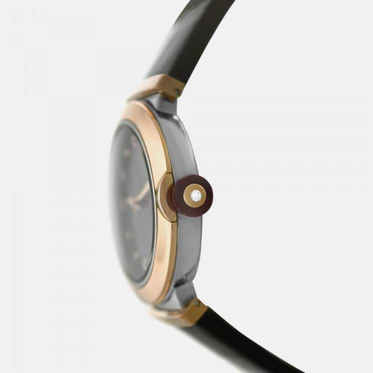 Pre Owned Bvlgari Lvcea LUP36SG Automatic Diamond Burgundy 18K Rose Gold Women’s Wristwatch 36 mm