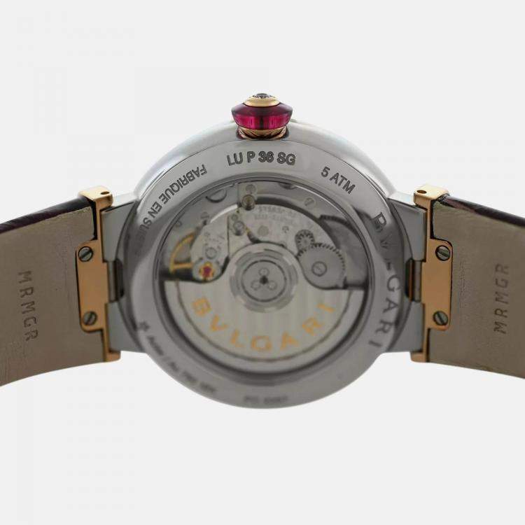 Pre Owned Bvlgari Lvcea LUP36SG Automatic Diamond Burgundy 18K Rose Gold Women’s Wristwatch 36 mm
