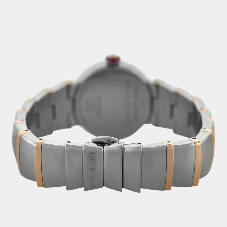 Pre Owned Bvlgari Lvcea 102193 Quartz Silver 18k Rose Gold Stainless Steel Women's Wristwatch 28 mm