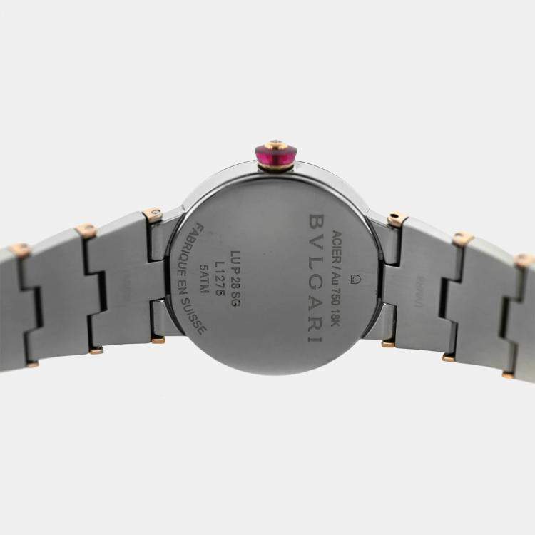 Pre Owned Bvlgari Lvcea 102193 Quartz Silver 18k Rose Gold Stainless Steel Women's Wristwatch 28 mm