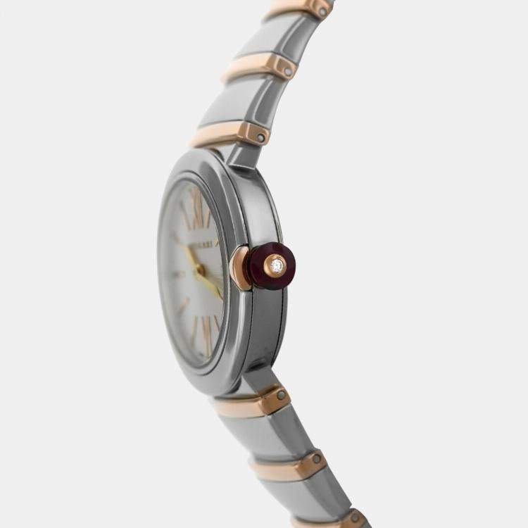 Pre Owned Bvlgari Lvcea 102193 Quartz Silver 18k Rose Gold Stainless Steel Women's Wristwatch 28 mm
